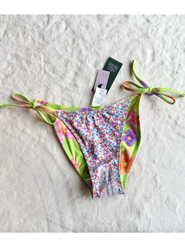 NWT Wild Fable Reversible High Leg Cheeky Side Tie Floral Bikini Bottom - XS - Image 4