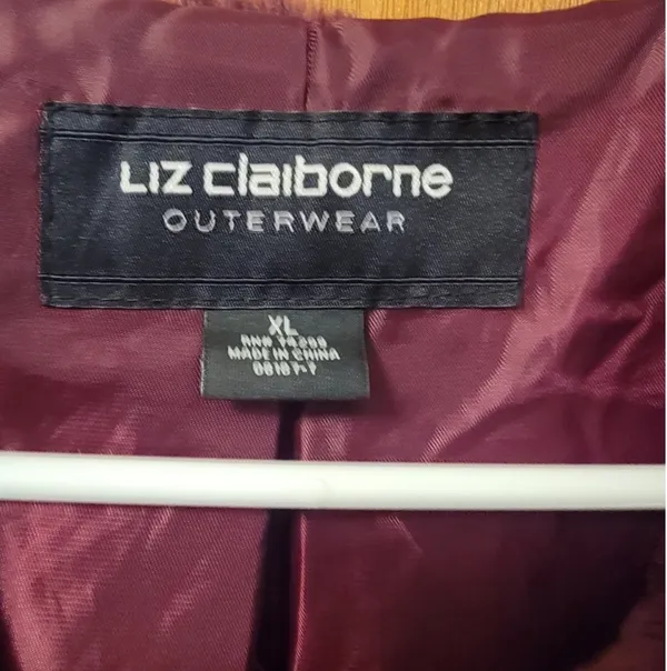 Liz Claiborne burgundy faux fur coat - Image 3