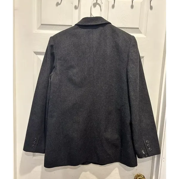 Eddie Bauer Womens Charcoal Gray Flannel Wool Blend 3-Button‎ Blazer Jacket Sz M - Image 6