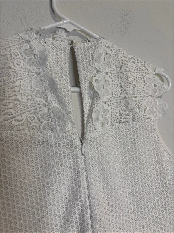 bebe white Lace Floral Sleeveless Dress 4 - Image 6