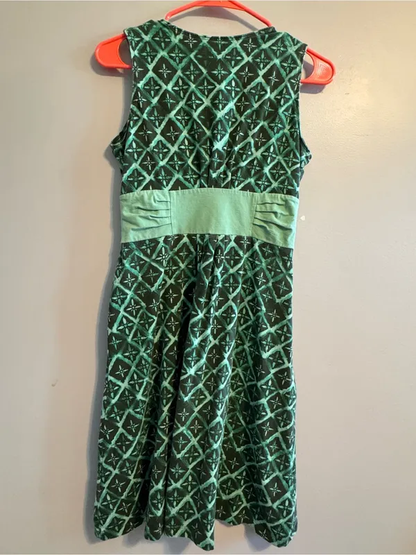 Patagonia Women’s S Organic Cotton Green Geometric Sleeveless Dress - Image 3