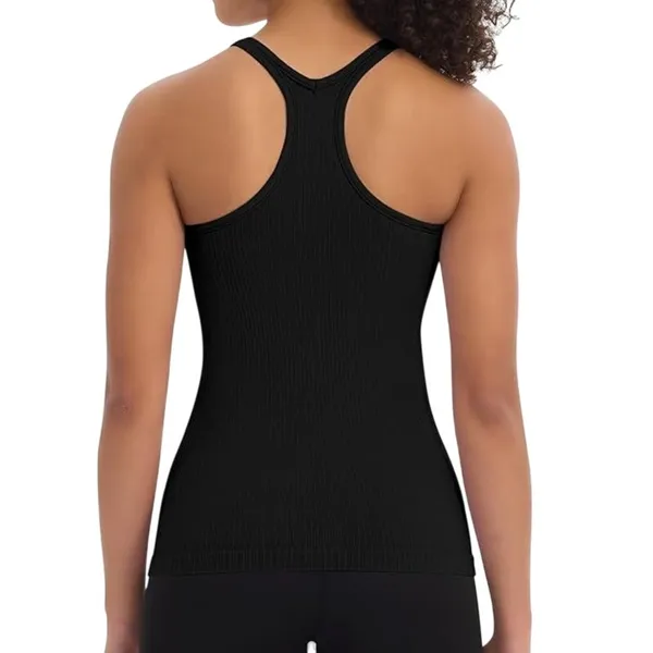 NWT ~ Women's Black Ribbed Racerback Tank Top & Built In Bra ~ Ladies Plus XXL - Image 2