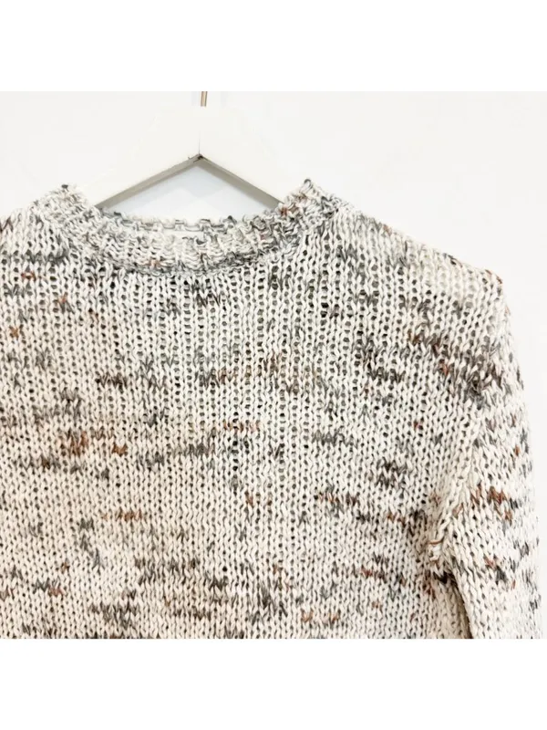 8 by Yoox Speckled Sweater Small Cozy Grandmacore Confetti Chunky Knit Retro Top - Image 6
