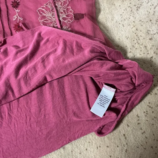 Maurices Boho Floral Embroidered Mesh Cottagecore Cami Tank Women XL Pink - Image 4