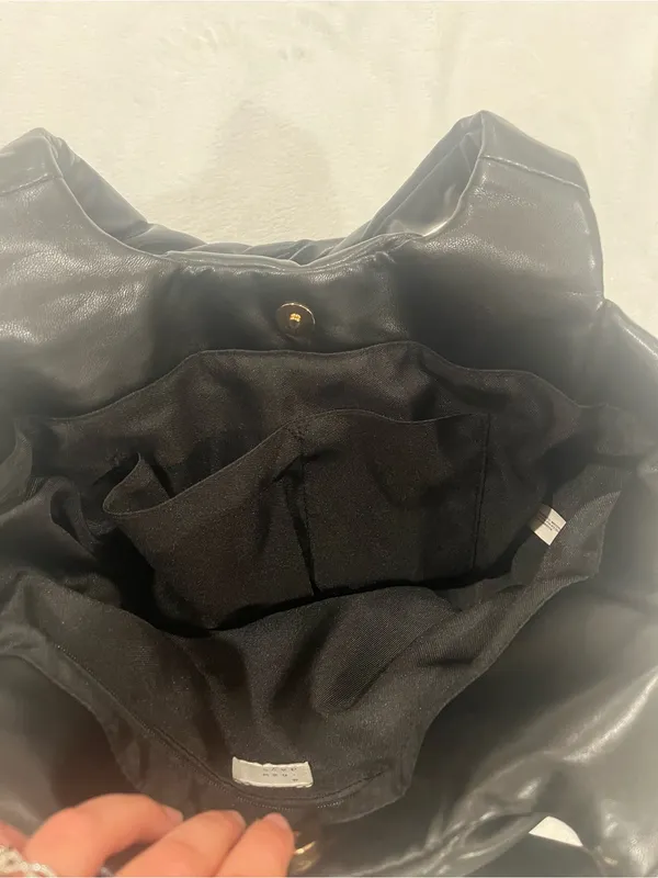 A New Day Black Puffy Ruched Shoulder Bag Tote - Image 5