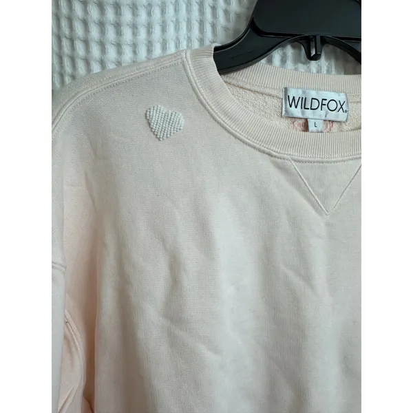 Wildfox Love Valentine's Pink Crewneck Embellished Sweatshirt Large NEW - Image 4