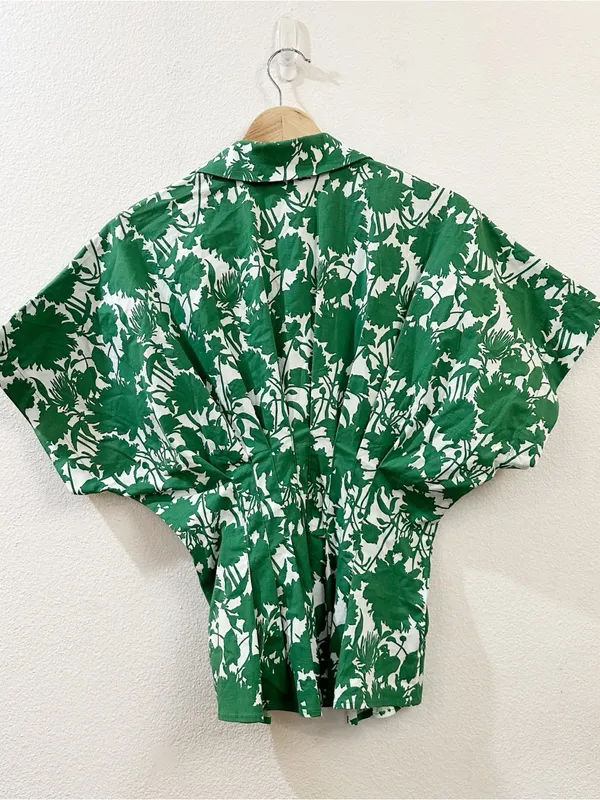 Anthropologie Exquise The Tobie Short-Sleeve Pleated Blouse in Green Size XXS - Image 7