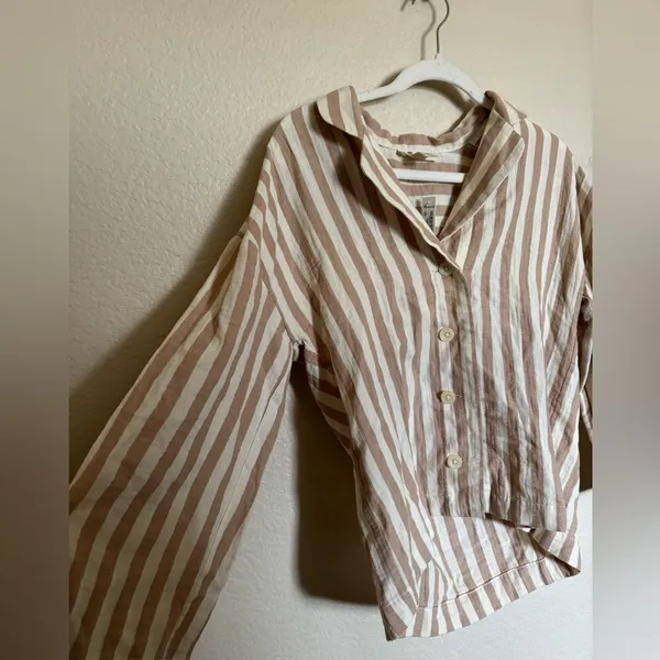 Madewell Striped Double-Gauze Oversized Pajama Shirt‎ Sz S Hyde Park Stripe NEW - Image 6