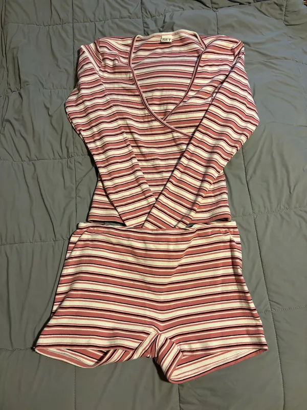 x Parke STRIPE JERSEY STRIPE WRAP LONG SLEEVE/SHORTS - NEAPOLITAN - Image 5