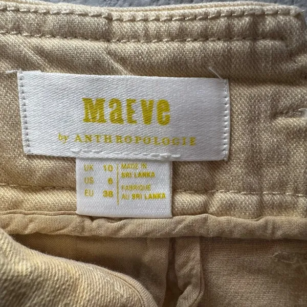 Maeve Anthropologie Remi Wide Leg Cropped Pants Beige High Waist Culottes Size 8 - Image 9