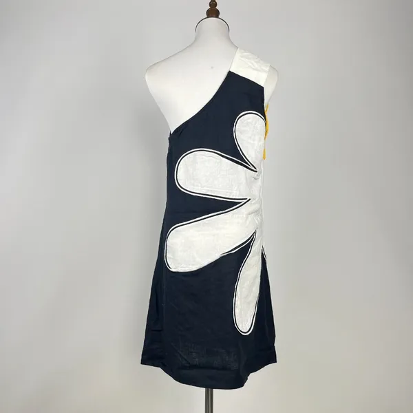 NWOT Farm Rio x Anthropologie One-Shoulder Linen Blend Flower Mini Dress Size M - Image 9