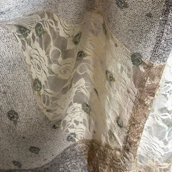 Vocal Apparel Mystic Shimmer Lace Tank‎ in Beige Size Large Lightweight V Neck - Image 6