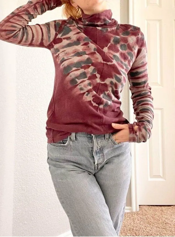 Tie Dye Tie It zip Turtleneck Top - Image 3