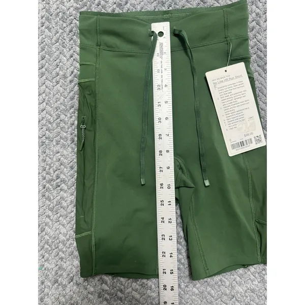Lululemon Women's Green No Line HR Run Short Zip Pocket Size 0 NWT - Image 7