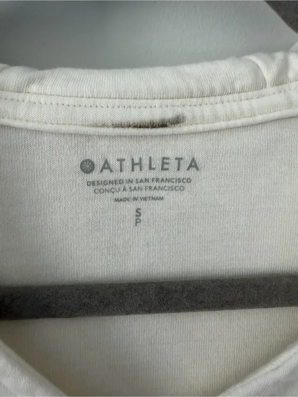 Athleta Sundown Alliance V Neck Hooded Casual Athleisure Cream Sweater S - Image 4