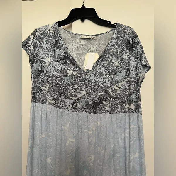 Wonderly Tiered Blue Paisley Maxi Dress Small‎ boho - Image 2