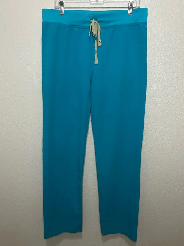 FIGS Catarina Scrub Top + Livingston Pants Set Teal Size Medium Tall - Image 2