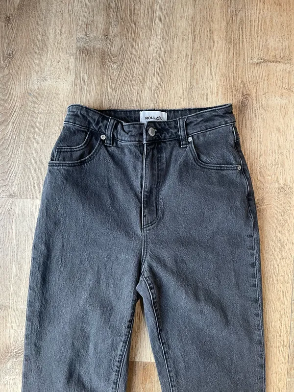 Rolla’s Original High Rise Straight Jeans Washed Black Denim Size 27 Aussie 9 - Image 2