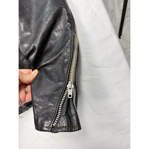 VTG Brooks Leather Sportswear womens black motorcycle jacket Size M. Made in USA - Image 5