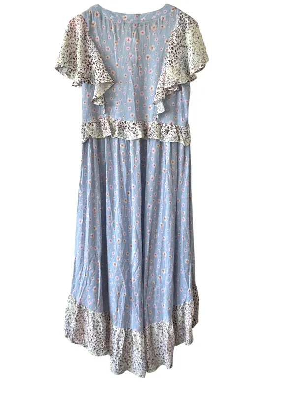 WONDERLY Floral Prairie Boho High Low Maxi Dress Size L NEW - Image 5