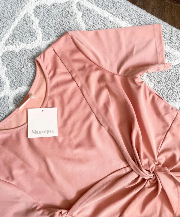 Showpo Blush Pink Front Knot Mini Dress - Image 7
