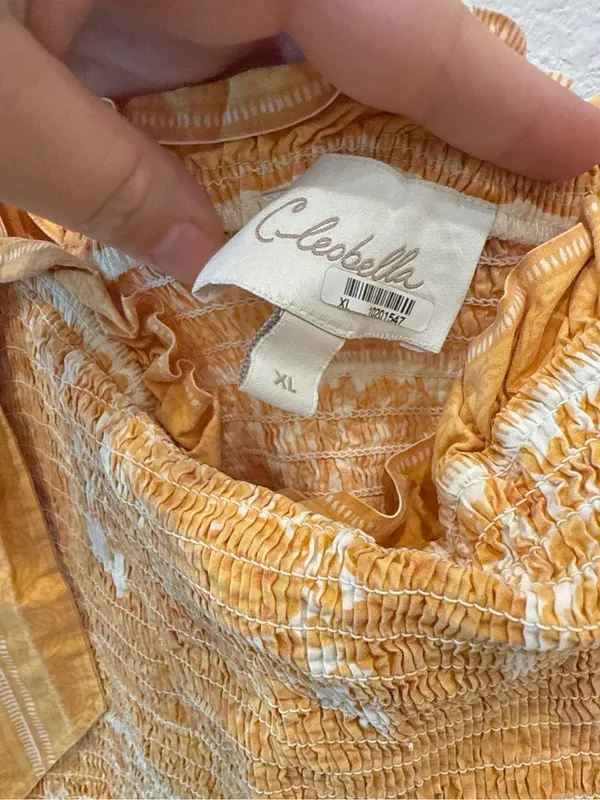 Cleobella Mustard Floral Smocked Tiered Mini Dress Size XL - Image 3