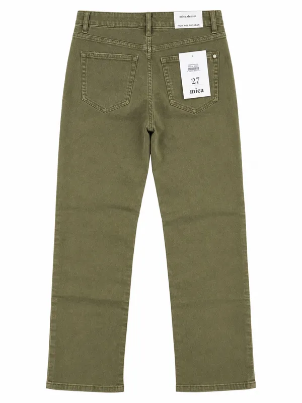 Mica Denim Olive Green High Rise Button Fly Straight Leg Jeans Size 27 NWT - Image 3