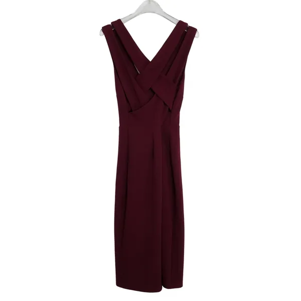 Lulus Darren Burgundy Strappy Bodycon Midi Dress Wine Red Maroon V-Neck Medium - Image 7