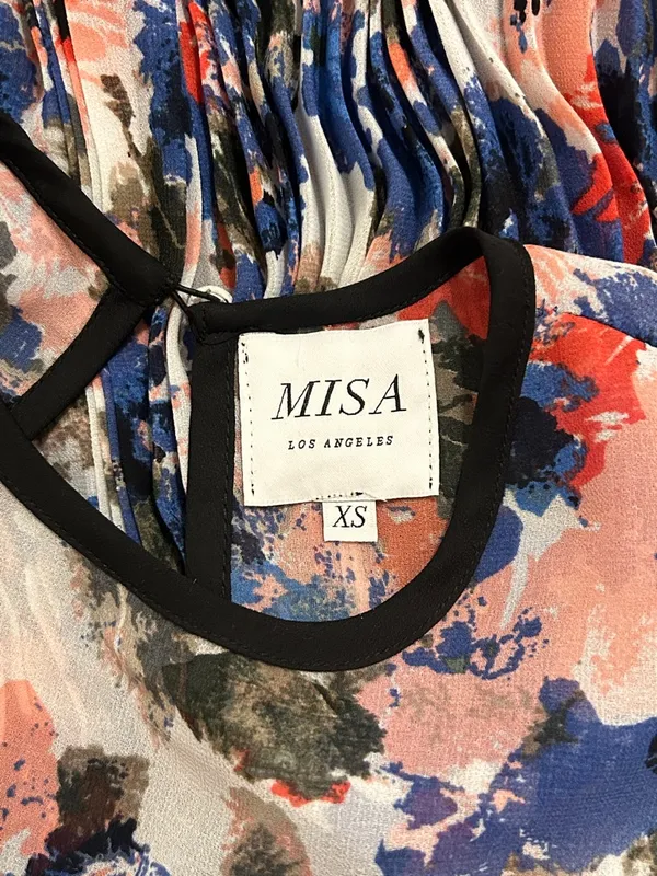 Misa Los Angeles Juliana Pleated Midi Dress In Tie Dye Floral New Size XS - Image 15