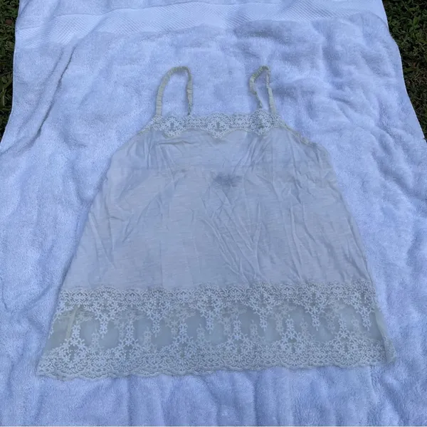 American Eagle White Lace Trim Cami Tank Top Size XS Spaghetti Strap Summer Top‎ - Image 2
