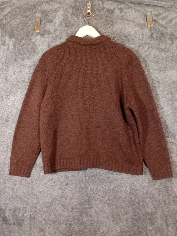 JEANNE Pierre Womens Wool Brown Collared Button Cardigan Sweater Grandpa Vintage - Image 6