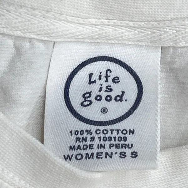 Life is Good Womens White Cotton Long Sleeve Holiday Dog Graphic Tee Shirt S - Image 2