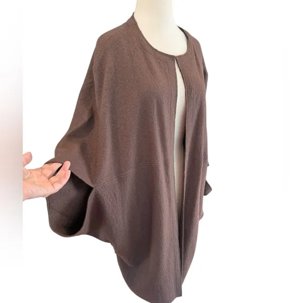 Marla Wynne Brown Wool Blend Knit Poncho Sweater Cardigan Size M-L - Image 2