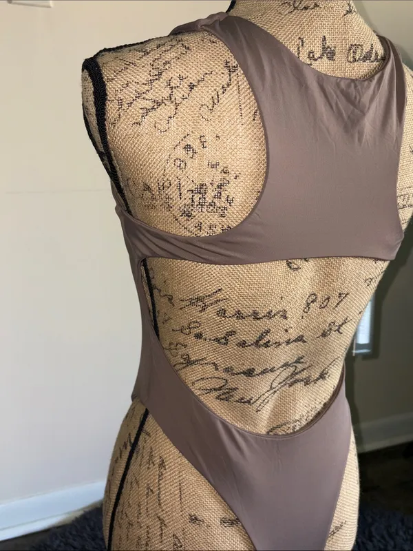 SXA Sleek Taupe High Neck Swimsuit - Image 6
