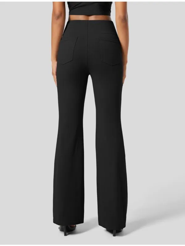 Halara Black Flex High Rise Back Side Pockets Slight Flare Size Petite Small NEW - Image 2