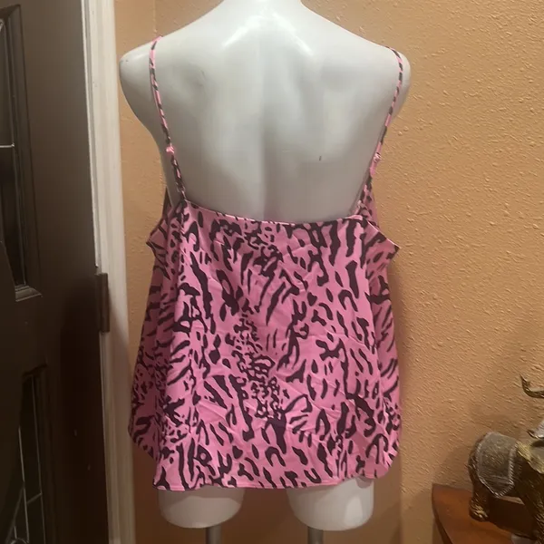 ASOS DESIGN Curve cowl neck satin cami with pink animal print - Image 7