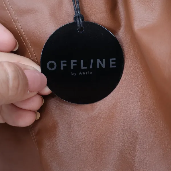 OFFLINE by Aerie Real Luxe Brown Faux Leather High Rise Leggings M - Image 4