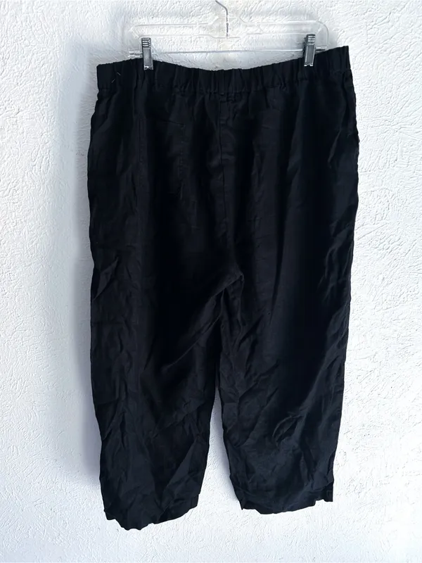 Quince 100% European Linen Pants Black XL Relaxed Quiet Luxury - Image 4