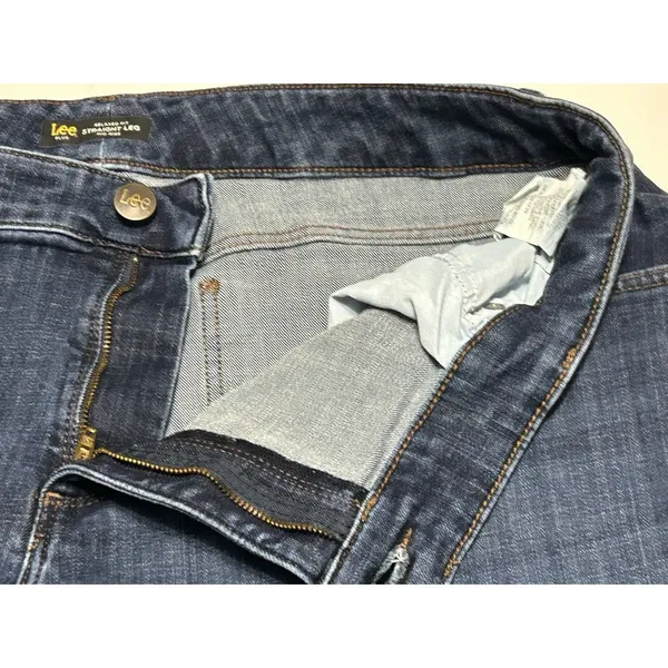 Lee Jeans Womens 20W Medium Relaxed Fit Straight Leg Mid Rise Dark Wash Denim - Image 11