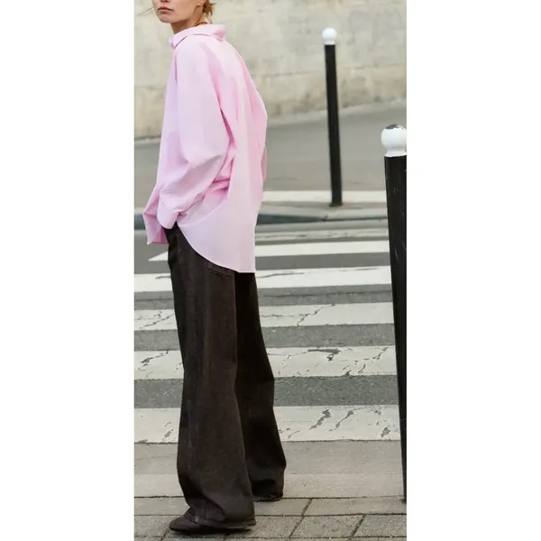 NWT ZARA Oversized Poplin Shirt Pink Size S - Image 2