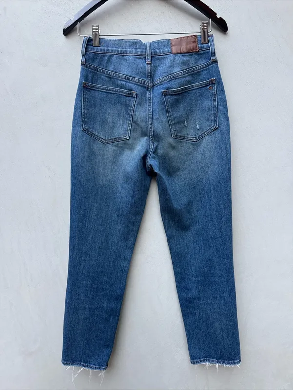 Madewell Perfect Vintage Crop Jeans High Rise Medium Wash Raw Hem Size 25 - Image 2