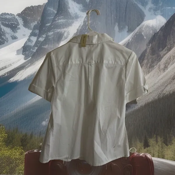 Vintage 90s St‎ Johns Bay Old School Collar Roll Up Sleeves Blouse Shirt Retro M - Image 2