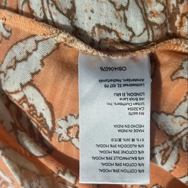 Free People Orange Floral Say The Word Ruched Blouse - Image 6