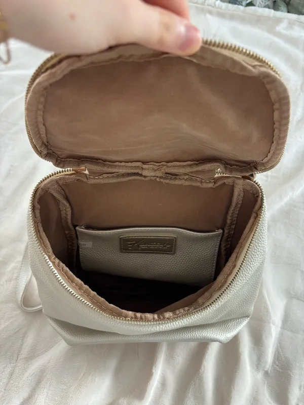 Cream Backpack Purse White - Image 4