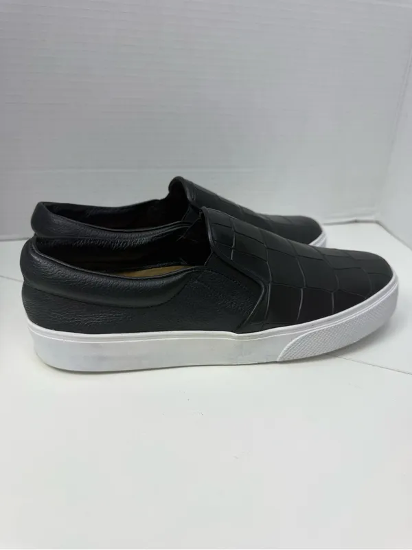 KAANAS Black Croc Embossed Leather Slip On Platform Sneakers Size 8 - Image 5