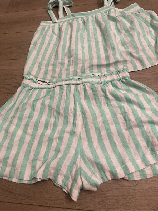 Stoney Clover x‎ Target Lane Mint Green Striped Linen Blend Two Piece Set Size L - Image 6