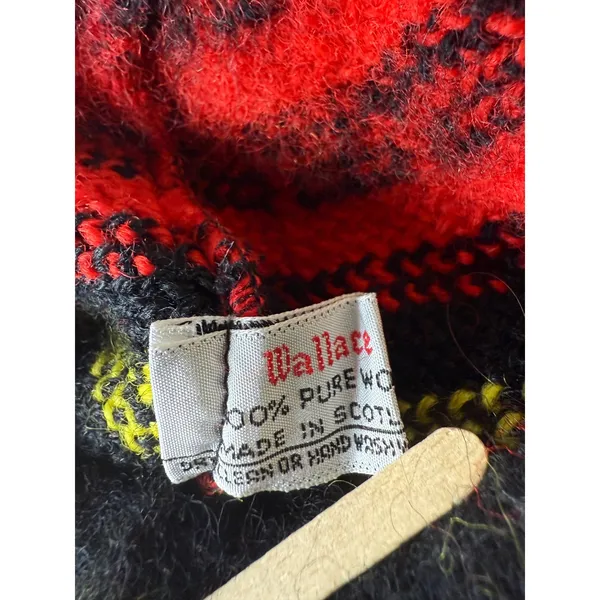 MZ Wallace Wool‎ Beret Hat Striped Red Black Yellow Pom Pom Made in Scotland - Image 5