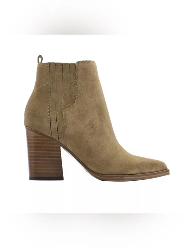 Marc Fisher LTD Oshay Brown Suede Leather Booties Pointed Toe Block Heel - Image 2