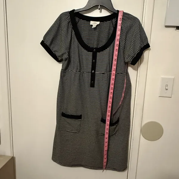 LOFT Black and White Striped Mini Dress - Image 2