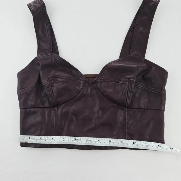 Peter‎ Som -1628 Rent The Runway - Burgundy Red Faux Leather Bustier Top Size 2 - Image 10